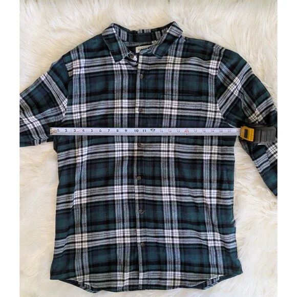 PacSun Mens Flannel Large Green Plaid Button Up Long Sleeve Casual Grunge Skater - Picture 6 of 7